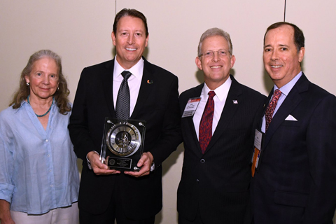 Patricia D. White, Dean and Professor of Law, Senator William S. Galvano,JD’92, The Florida Senate “Law Alumni Association Leadership Award”, Gary Lesser, JD’92; Mark F. Raymond, JD’83, President of the Law Alumni Association